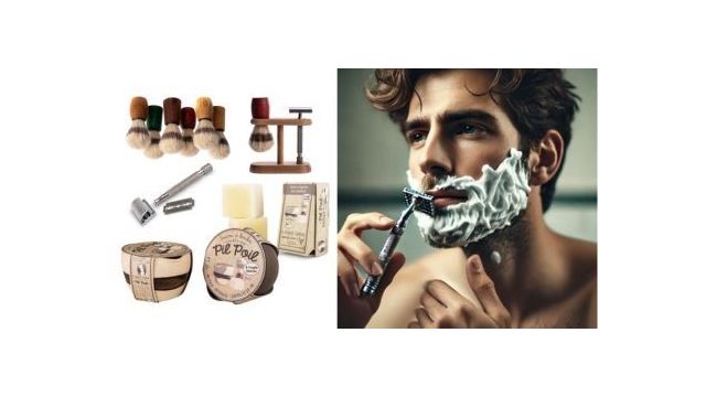 Kit de rasage homme bio et artisanal : bol à raser Pil Poil, rasoir de sécurité et blaireau